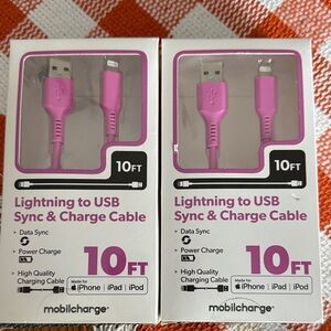 Pink Lightning to USB Cable 10FT